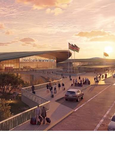 Artist’s impression of a Jomo Kenyatta International Airport terminal at sunset