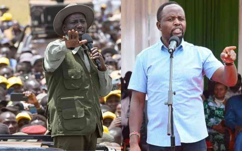 Composite image of William Ruto and George Natembeya speaking at separate public events